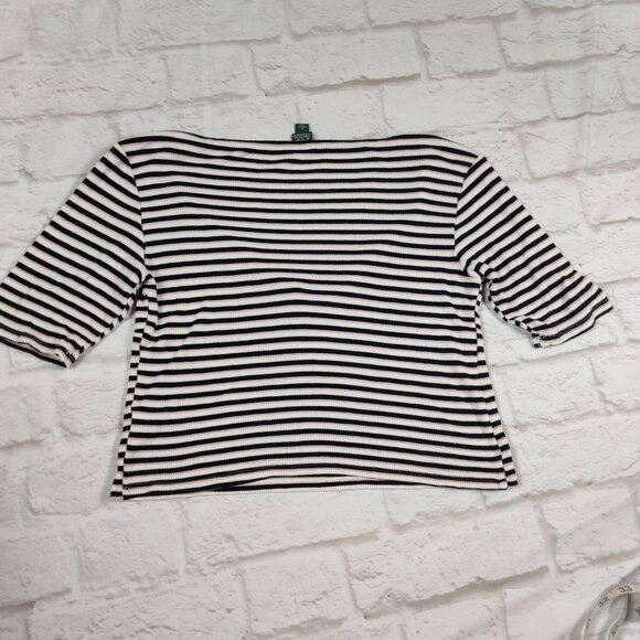 Wild Fable M Ribbed Sweetheart Neck Tie Front Cropped Black Pink Stripe Top Y2K - Picture 4 of 11